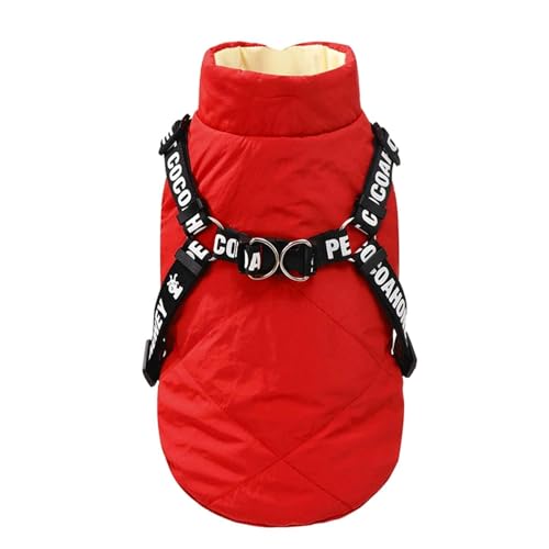 PJDDP Warme Haustier Jacke, Hundejacke Wasserdicht Mit Geschirr, Verstellbaren Hundeweste, Haustier Skifahren Kostüm Ärmellose, Für Kleine Hunde,Rot,XXL PJDDP Warme Haustier Jacke, Hundejacke Wasserdicht Mit Geschirr, Verstellbaren Hundeweste, Haustier Skifahren Kostüm Ärmellose, Für Kleine Hunde,Rot,XXL von PJDDP