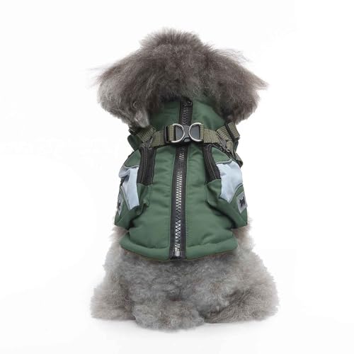 PJDDP Warme Haustier Jacke, Welpen Jacken Warm, Reflektierende Warme Hundeweste Mit Geschirr, Für Kleine Hunde, Spazierengehen, Wandern,Grün,XXL PJDDP Warme Haustier Jacke, Welpen Jacken Warm, Reflektierende Warme Hundeweste Mit Geschirr, Für Kleine Hunde, Spazierengehen, Wandern,Grün,XXL von PJDDP