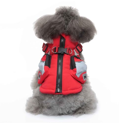 PJDDP Warme Haustier Jacke, Welpen Jacken Warm, Reflektierende Warme Hundeweste Mit Geschirr, Für Kleine Hunde, Spazierengehen, Wandern,Rot,S PJDDP Warme Haustier Jacke, Welpen Jacken Warm, Reflektierende Warme Hundeweste Mit Geschirr, Für Kleine Hunde, Spazierengehen, Wandern,Rot,S von PJDDP