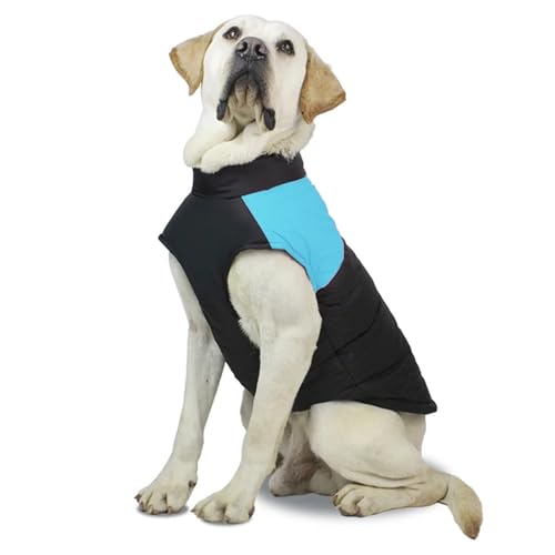 PJDDP Warme Winter-Haustierkleidung, Hundejacke, Winter-Hundemantel mit Geschirr, eingebauter wasserdichter Hund, warme Weste für Hunde bei kaltem Wetter,Blau,5XL von PJDDP