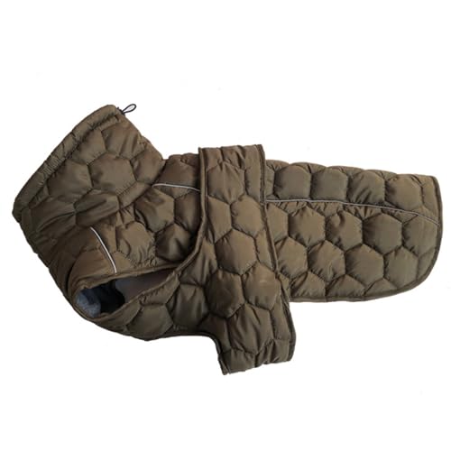 PJDDP Warmer Hundemantel, wasserdichte Hundejacke, Hundemäntel für kaltes Wetter mit Geschirr, reflektierend, verstellbare Hunde-Schneejacke, Schneeanzug,Dark Green,L von PJDDP