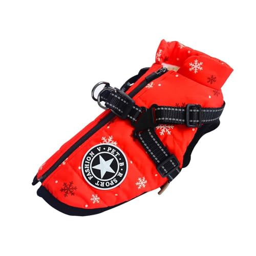 PJDDP Wasserdicht Winterjacken Mit Geschirr, Hundemantel Winter, Reflektierend Verstellbar Kaltes Wetter Hundekleidung Für Kleine, Mittelgroße Hunde,Snowflakes,L PJDDP Wasserdicht Winterjacken Mit Geschirr, Hundemantel Winter, Reflektierend Verstellbar Kaltes Wetter Hundekleidung Für Kleine, Mittelgroße Hunde,Snowflakes,L von PJDDP
