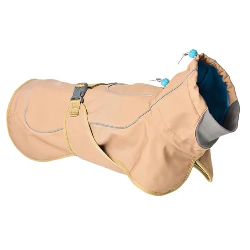 PJDDP Wasserdichter, Warmer Hundemantel, Hundemantel Mit Hohem Kragen, Reflektierend Und Verstellbar Hundewintermantel Softshell-Hundemantel,Braun,XL von PJDDP