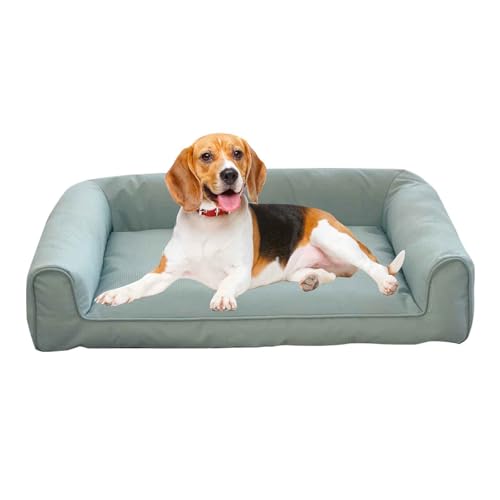 PJDDP Wasserdichtes Hundebett, Flauschige Hundesofa, Katzenbett Mit Bezug Abnehmbar Waschbar, rutschfeste Unterseite, Für Kleine, Mittelgroße Hunde,Grün,L von PJDDP