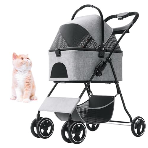 PJDDP Zusammenklappbarer Haustier-Jogger-Kinderwagen, Hundekinderwagen 4 Räder Mit Getränkehalter Leichtgewichtiger, Faltbarer, Tragbarer Reise-Kinderwagen Haustier-Kinderwagen 3-In-1,Grau PJDDP Zusammenklappbarer Haustier-Jogger-Kinderwagen, Hundekinderwagen 4 Räder Mit Getränkehalter Leichtgewichtiger, Faltbarer, Tragbarer Reise-Kinderwagen Haustier-Kinderwagen 3-In-1,Grau von PJDDP
