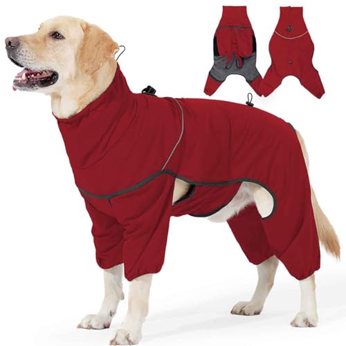 PJDDP wasserdichte Hundemantel, Warme Hundejacke, 4 Beine Bedeckt, Hund Schneeanzug Mit Fleece, Reflektierender Streifen, Für Mittlere Und Große Hunde,Rot,3XL PJDDP wasserdichte Hundemantel, Warme Hundejacke, 4 Beine Bedeckt, Hund Schneeanzug Mit Fleece, Reflektierender Streifen, Für Mittlere Und Große Hunde,Rot,3XL von PJDDP