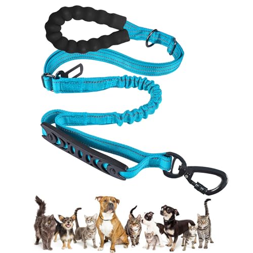 PJDDP Robuste, 1,2–1,5 M Lange, Stoßdämpfende Bungee-Hundeleine Mit 2 Gepolsterten Griffen Und Auto-Sicherheitsgurt,Light Blue PJDDP Robuste, 1,2–1,5 M Lange, Stoßdämpfende Bungee-Hundeleine Mit 2 Gepolsterten Griffen Und Auto-Sicherheitsgurt,Light Blue von PJDDP