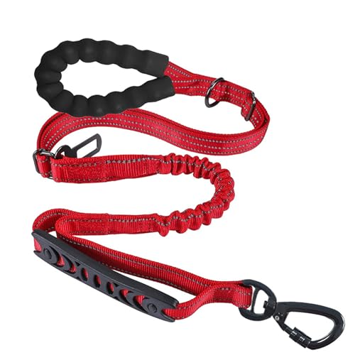 PJDDP Robuste, 1,2–1,5 M Lange, Stoßdämpfende Bungee-Hundeleine Mit 2 Gepolsterten Griffen Und Auto-Sicherheitsgurt,Rot PJDDP Robuste, 1,2–1,5 M Lange, Stoßdämpfende Bungee-Hundeleine Mit 2 Gepolsterten Griffen Und Auto-Sicherheitsgurt,Rot von PJDDP