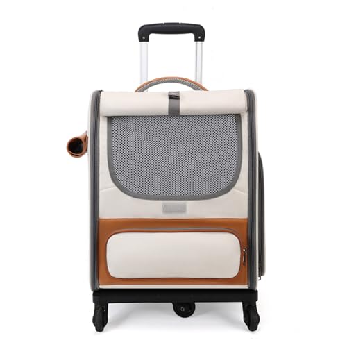 PJDDP Rollende Katzenträger, Flugzeug-Zugelassene Haustier-Tragetasche Mit Rädern, Hunderucksack Mit Rädern, Katzen, Welpen, Reisetasche Mit Trolley,Beige PJDDP Rollende Katzenträger, Flugzeug-Zugelassene Haustier-Tragetasche Mit Rädern, Hunderucksack Mit Rädern, Katzen, Welpen, Reisetasche Mit Trolley,Beige von PJDDP