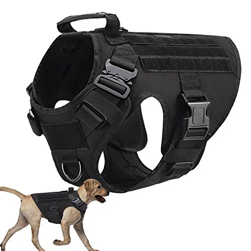 Taktische Hundeweste Hundegeschirr Für Mittelgroße Und Große Hunde Mit Griff No Pull Sicherheitsgeschirr,Molle-Weste Für Hunde,Verstellbar MOLLE Hundeausbildung Geschirr,Schwarz,XL von PJDDP