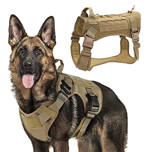 Taktisches Hundegeschirr Molle Für Kleine Mittlere Große Hunde,Taktische Hundegeschirrweste Brustgeschirr Hundeweste Verstellbare Weste Für Spaziergänge Training Mit Metallschnallen,Mud,L von PJDDP