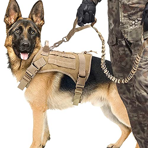 PJDDP Taktisches Hundewestengeschirr Mit Hundeleine, Service-Hundeweste Für Spaziergänge, Wandertraining, Trainings-Hunde-Molle-Weste Mit Klettverschlüssen,Braun,XL PJDDP Taktisches Hundewestengeschirr Mit Hundeleine, Service-Hundeweste Für Spaziergänge, Wandertraining, Trainings-Hunde-Molle-Weste Mit Klettverschlüssen,Braun,XL von PJDDP