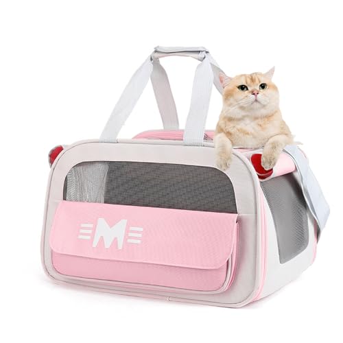 PJDDP Transporttasche Für Katze Hund - Hundebox Faltbar, Transportbox Katze, Hunde Und Katzen Auto Haustiertransportbox, Für Kleingroße Hunde, Katze,Rosa von PJDDP