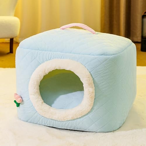 PJDDP Warmes Katzenbett, Katze Schlafhaus Innen Tragbares Katzenhaus Gemütliche Katzenhöhle Oder Plüschhundbett Weich 2-In-1-Katzenzelt-Katzensofa,Blau PJDDP Warmes Katzenbett, Katze Schlafhaus Innen Tragbares Katzenhaus Gemütliche Katzenhöhle Oder Plüschhundbett Weich 2-In-1-Katzenzelt-Katzensofa,Blau von PJDDP