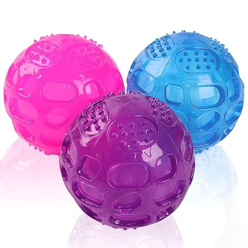 PJDH 3 Packungen Hundebälle Hundespielzeug, unzerstörbarer Quietschball für aggressive Kauer, Bälle für kleine, mittelgroße und große Hunde, Kong-Ball für Training, Spielen, Haustierspielzeug, 7,6 cm, PJDH 3 Packungen Hundebälle Hundespielzeug, unzerstörbarer Quietschball für aggressive Kauer, Bälle für kleine, mittelgroße und große Hunde, Kong-Ball für Training, Spielen, Haustierspielzeug, 7,6 cm, von PJDH