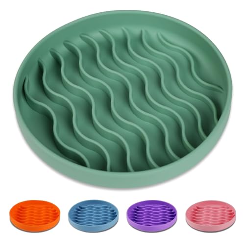 PJDH Slow Feeder Hundenäpfe Silikon Futternapf Anti-Schluck Haustiere Welpen Slow Feeder mit Saugnäpfen Spülmaschinenfest Mikrowellengeeignet für alle kleinen mittleren Hunde, Wellendesign Grün PJDH Slow Feeder Hundenäpfe Silikon Futternapf Anti-Schluck Haustiere Welpen Slow Feeder mit Saugnäpfen Spülmaschinenfest Mikrowellengeeignet für alle kleinen mittleren Hunde, Wellendesign Grün von PJDH
