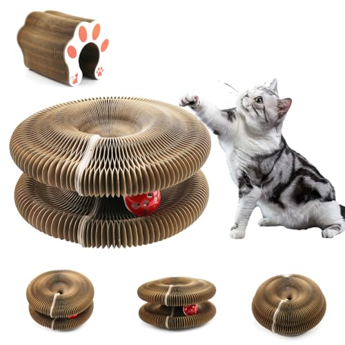 Magic Organ Katzenkratzbrett mit Katzenbällen mit Glocken, Katzenkratzbrett Interaktives Katzenspielzeug für Indoor-Katzen Faltbarer Katzenball Spielzeug Kratzpad Katzenkratzer Magic Organ Katzenkratzbrett mit Katzenbällen mit Glocken, Katzenkratzbrett Interaktives Katzenspielzeug für Indoor-Katzen Faltbarer Katzenball Spielzeug Kratzpad Katzenkratzer von PJHAJH