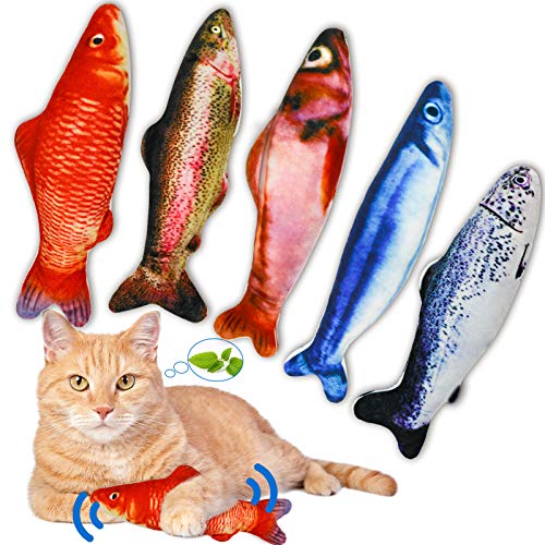 PJLJY Katzenminze-Spielzeug, Plüschfisch, Katzenspielzeug, Katzenspielzeug, Katzenminze, gefüllt, Cartoon-Fisch mit Glöckchen im Inneren, für interaktives Kätzchen-Kauspielzeug, Katzenspielzeug zum Zahnen von Katzen, 5 Stück PJLJY Katzenminze-Spielzeug, Plüschfisch, Katzenspielzeug, Katzenspielzeug, Katzenminze, gefüllt, Cartoon-Fisch mit Glöckchen im Inneren, für interaktives Kätzchen-Kauspielzeug, Katzenspielzeug zum Zahnen von Katzen, 5 Stück von PJLJY