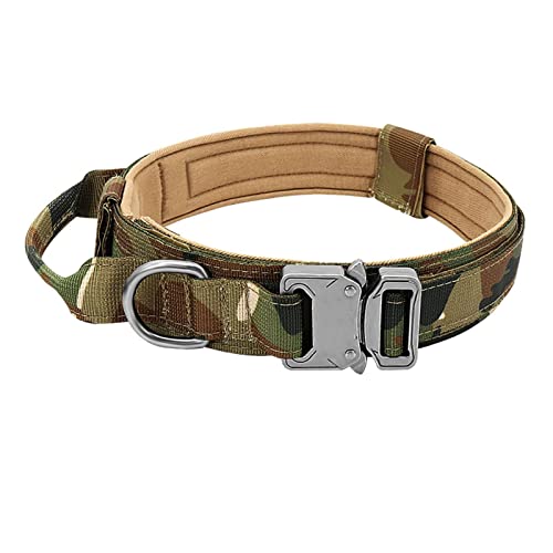 PJRYC Hundehalsband, für Spaziergänge, Training, robust, mit Griff (Farbe: Camouflage, Größe: M) von PJRYC