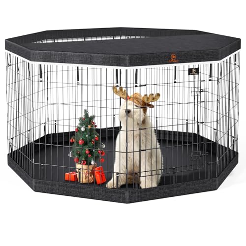 PJYuCien Hunde-Laufstall, 8 Paneele, 91,4 cm Höhe, Hundegehege mit Bodenpolster und oberer Abdeckung, Metall, faltbar, für drinnen und draußen, besser für mittelgroße Haustiere PJYuCien Hunde-Laufstall, 8 Paneele, 91,4 cm Höhe, Hundegehege mit Bodenpolster und oberer Abdeckung, Metall, faltbar, für drinnen und draußen, besser für mittelgroße Haustiere von PJYuCien