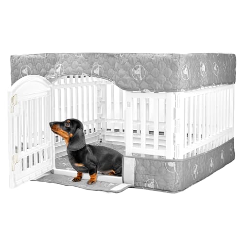 PJYuCien Hunde-Laufstall, Bodenpolster und Abdeckung, passend für 91,4 cm 4 Paneele, Grau PJYuCien Hunde-Laufstall, Bodenpolster und Abdeckung, passend für 91,4 cm 4 Paneele, Grau von PJYuCien