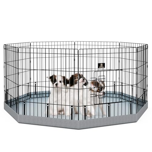 PJYuCien Laufstall für Hunde, 8 Paneele, 61 cm Höhe, für den Innenbereich, mit Bodenpolster, Metall, faltbar, für Welpen, Übungszaun, besser für kleine Tiere, Grau PJYuCien Laufstall für Hunde, 8 Paneele, 61 cm Höhe, für den Innenbereich, mit Bodenpolster, Metall, faltbar, für Welpen, Übungszaun, besser für kleine Tiere, Grau von PJYuCien