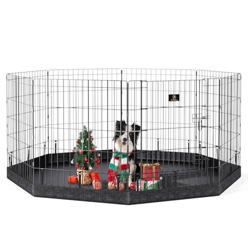 PJYuCien Laufstall für Hunde, 8 Paneele, 61 cm Höhe, für den Innenbereich, mit Bodenpolster, Metall, faltbar, für Welpen, Übungszaun, besser für kleine Tiere, Schwarz PJYuCien Laufstall für Hunde, 8 Paneele, 61 cm Höhe, für den Innenbereich, mit Bodenpolster, Metall, faltbar, für Welpen, Übungszaun, besser für kleine Tiere, Schwarz von PJYuCien