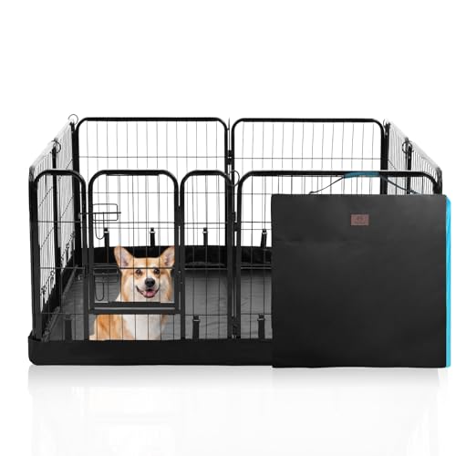 PJYuCien Quadratischer, robuster Hunde-Laufstall plus Aufbewahrungstasche für Camping mit Boden – für 8 Paneele, 61 cm hoch, robuster Hundezaun, Welpengehege für mittelgroße und kleine Hunde, drinnen PJYuCien Quadratischer, robuster Hunde-Laufstall plus Aufbewahrungstasche für Camping mit Boden – für 8 Paneele, 61 cm hoch, robuster Hundezaun, Welpengehege für mittelgroße und kleine Hunde, drinnen von PJYuCien