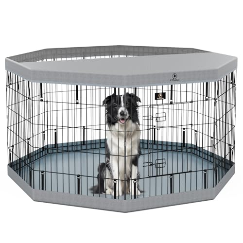 PJYuCien Welpen-Laufstall, 8 Paneele, 76,2 cm Höhe, Hunde-Laufstall mit gery Bodenpolster und grauer Oberseite, faltbarer Hundeauslauf für den Innenbereich, besser für kleine Haustiere PJYuCien Welpen-Laufstall, 8 Paneele, 76,2 cm Höhe, Hunde-Laufstall mit gery Bodenpolster und grauer Oberseite, faltbarer Hundeauslauf für den Innenbereich, besser für kleine Haustiere von PJYuCien