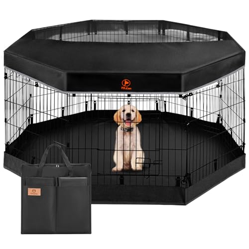 PJYuCien Welpenlaufstall, 61 cm hoch, 8 Paneele, Bodenpolster und obere Abdeckung, Faltbare Hundelaufstall mit Aufbewahrungstasche für Hunde, Katzen, Kaninchen, werkzeuglose Montage PJYuCien Welpenlaufstall, 61 cm hoch, 8 Paneele, Bodenpolster und obere Abdeckung, Faltbare Hundelaufstall mit Aufbewahrungstasche für Hunde, Katzen, Kaninchen, werkzeuglose Montage von PJYuCien