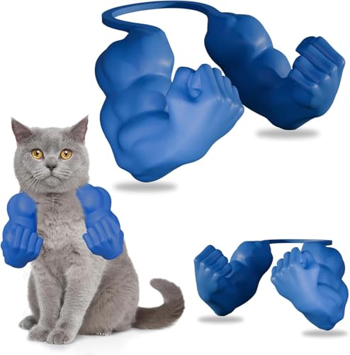 PKKP Kreative Katzen-muskelarme, 3D-Gedruckter Katzenhalsarm mit Muskeln, lustige Halloween-Kostüm-Requisite, riesiger Kätzchenhandarm für Halloween-Haustier-Cosplay (Blau) von PKKP