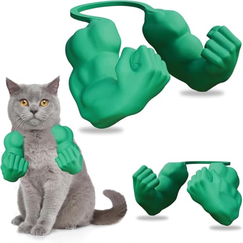 PKKP Kreative Katzen-muskelarme, 3D-Gedruckter Katzenhalsarm mit Muskeln, lustige Halloween-Kostüm-Requisite, riesiger Kätzchenhandarm für Halloween-Haustier-Cosplay (Grün) von PKKP