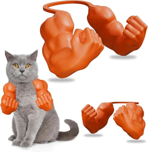 PKKP Kreative Katzen-muskelarme, 3D-Gedruckter Katzenhalsarm mit Muskeln, lustige Halloween-Kostüm-Requisite, riesiger Kätzchenhandarm für Halloween-Haustier-Cosplay (Orange) von PKKP