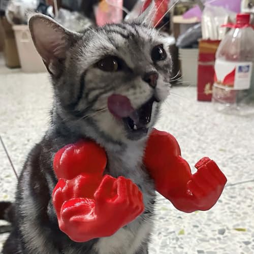 PKKP Kreative Katzen-muskelarme, 3D-Gedruckter Katzenhalsarm mit Muskeln, lustige Halloween-Kostüm-Requisite, riesiger Kätzchenhandarm für Halloween-Haustier-Cosplay (Rot) von PKKP