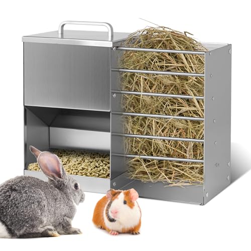 PKNYBZH 2-in-1 Kaninchen-Heu-Futterstation mit Katzentoilette, 5 l Heu-Futterstation Set und Kleintiere Heukrippe für Meerschweinchen, Chinchilla, Hase, andere Kleintiere von PKNYBZH