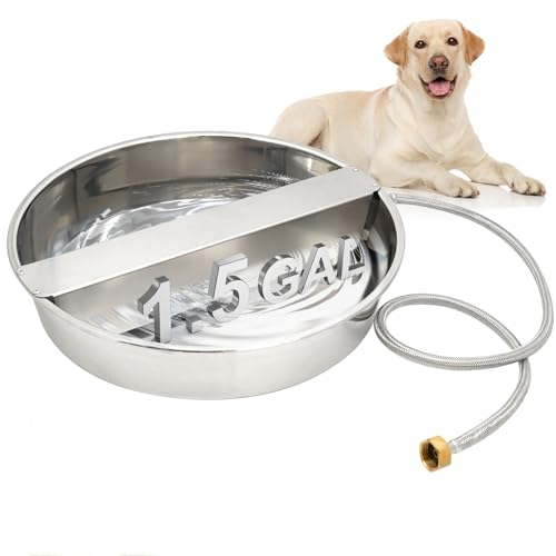 PKNYBZH Automatischer Wasserspender für große Hunde, Outdoor Hund Wassernapf und Edelstahl Selbstbefüllender Hundewassernapf für große Haustiere, große Nutztierbewässerung von PKNYBZH