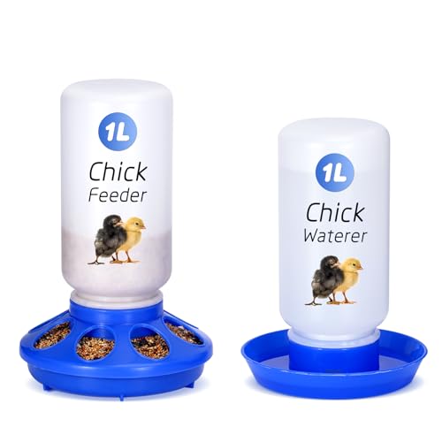 PKNYBZH Futterstation und Bewässerungs-Set, 1 l, Hühnerfutterstation und Bewässerungs-Set, Baby-Küken-Starter-Set für Geflügel, Blau, 1 l PKNYBZH Futterstation und Bewässerungs-Set, 1 l, Hühnerfutterstation und Bewässerungs-Set, Baby-Küken-Starter-Set für Geflügel, Blau, 1 l von PKNYBZH
