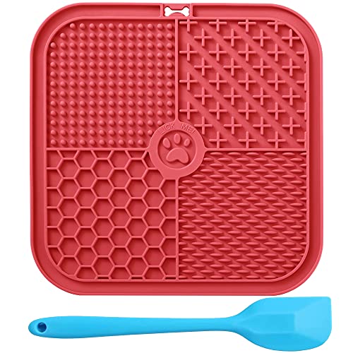 PKQTOP Leckmatte für Hunde, Hund Lecken Pad,BPA-frei Lick Pad Lick Mat Slow Feeder mit 1 Stück Silikonspatel ,Hunde Leckmatte für Hund Baden, Trainieren, Fellpflege & Krallenpflege (20cm*20cm Red) PKQTOP Leckmatte für Hunde, Hund Lecken Pad,BPA-frei Lick Pad Lick Mat Slow Feeder mit 1 Stück Silikonspatel ,Hunde Leckmatte für Hund Baden, Trainieren, Fellpflege & Krallenpflege (20cm*20cm Red) von PKQTOP