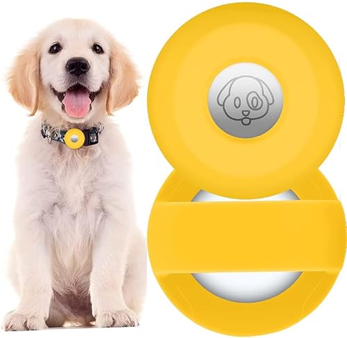 PKQTOP Schutzhülle Kompatibel mit Apple Airtag Pet Halsband,Silikon Schutz Hülle für Airtags,Anti-Lost Locator Schutzhülle Kompatibel mit Airtag für Hundehalsband,Schultasche von PKQTOP