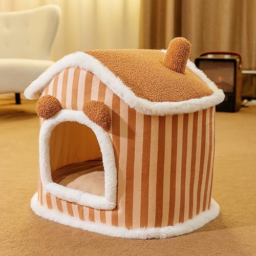 Katzenhaus für drinnen und draußen, gemütliches geschlossenes Haustiernest mit Decke, Katzenhaus und Hundebett mit Dach, (braune Villa, S: 40 x 32 x 32 cm(Pet Weight<3.5KG)) Katzenhaus für drinnen und draußen, gemütliches geschlossenes Haustiernest mit Decke, Katzenhaus und Hundebett mit Dach, (braune Villa, S: 40 x 32 x 32 cm(Pet Weight<3.5KG)) von PKRANZYHKAL
