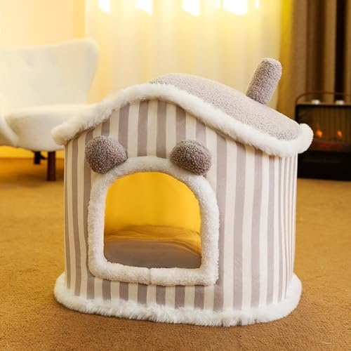 PKRANZYHKAL Katzenhaus für drinnen und draußen, gemütliches geschlossenes Haustiernest mit Decke, Katzenhaus und Hundebett mit Dach, (graue Villa, S: 40 x 32 x 32 cm(Pet Weight<3.5KG)) PKRANZYHKAL Katzenhaus für drinnen und draußen, gemütliches geschlossenes Haustiernest mit Decke, Katzenhaus und Hundebett mit Dach, (graue Villa, S: 40 x 32 x 32 cm(Pet Weight<3.5KG)) von PKRANZYHKAL