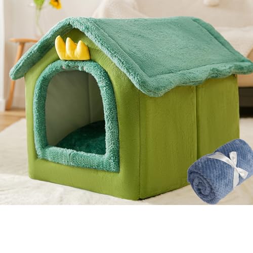 PKRANZYHKAL Katzenhaus für drinnen und draußen, gemütliches geschlossenes Haustiernest mit Decke, Katzenhaus und Hundebett mit Dach, (grüner Dinosaurier + Decke, L: 49 x 39 x 46 cm(Pet Weight<10KG)) PKRANZYHKAL Katzenhaus für drinnen und draußen, gemütliches geschlossenes Haustiernest mit Decke, Katzenhaus und Hundebett mit Dach, (grüner Dinosaurier + Decke, L: 49 x 39 x 46 cm(Pet Weight<10KG)) von PKRANZYHKAL