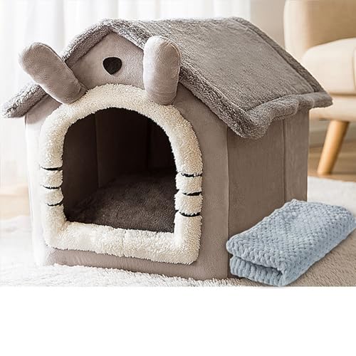 Katzenhaus für drinnen und draußen, gemütliches geschlossenes Haustiernest mit Decke, Katzenhaus und Hundebett mit Dach, (langohrige graue Katze + Decke, S: 40 x 32 x 32cm(Pet Weight<3.5KG)) Katzenhaus für drinnen und draußen, gemütliches geschlossenes Haustiernest mit Decke, Katzenhaus und Hundebett mit Dach, (langohrige graue Katze + Decke, S: 40 x 32 x 32cm(Pet Weight<3.5KG)) von PKRANZYHKAL