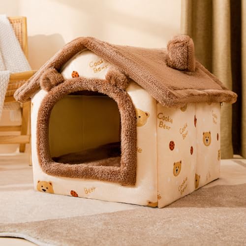 Katzenhaus für drinnen und draußen, gemütliches geschlossenes Haustiernest mit Decke, Katzenhütte und Hundebett mit Dach, (Braunbär, L: 49 x 39 x 46 cm(Pet Weight<10KG)) Katzenhaus für drinnen und draußen, gemütliches geschlossenes Haustiernest mit Decke, Katzenhütte und Hundebett mit Dach, (Braunbär, L: 49 x 39 x 46 cm(Pet Weight<10KG)) von PKRANZYHKAL
