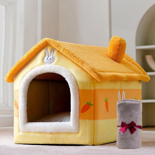 Katzenhaus für drinnen und draußen, gemütliches geschlossenes Haustiernest mit Decke, Katzenhütte und Hundebett mit Dach, (Karotte Kaninchen + Decke, L: 49 x 39 x 46 cm(Pet Weight<10KG)) Katzenhaus für drinnen und draußen, gemütliches geschlossenes Haustiernest mit Decke, Katzenhütte und Hundebett mit Dach, (Karotte Kaninchen + Decke, L: 49 x 39 x 46 cm(Pet Weight<10KG)) von PKRANZYHKAL