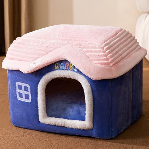 Katzenhaus für drinnen und draußen, gemütliches geschlossenes Haustiernest mit Decke, Katzenhütte und Hundebett mit Dach, (blaues Kaninchenschloss, S: 40 x 32 x 32 cm(Pet Weight<3.5KG)) Katzenhaus für drinnen und draußen, gemütliches geschlossenes Haustiernest mit Decke, Katzenhütte und Hundebett mit Dach, (blaues Kaninchenschloss, S: 40 x 32 x 32 cm(Pet Weight<3.5KG)) von PKRANZYHKAL
