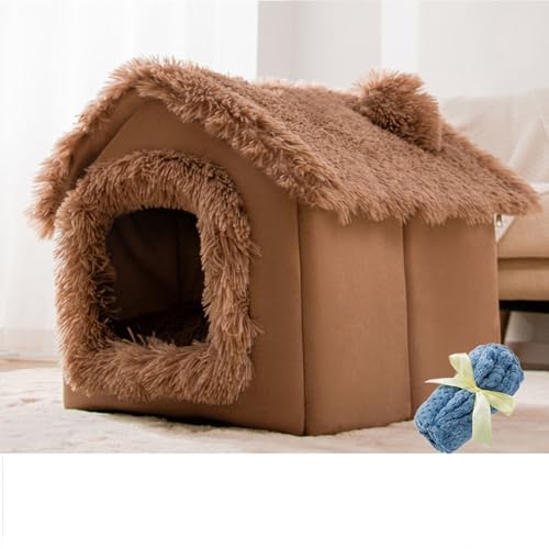 Katzenhaus für drinnen und draußen, gemütliches geschlossenes Haustiernest mit Decke, Katzenhütte und Hundebett mit Dach, (brauner Schneehaus + Decke, S: 40 x 32 x 32 cm(Pet Weight<3.5KG)) Katzenhaus für drinnen und draußen, gemütliches geschlossenes Haustiernest mit Decke, Katzenhütte und Hundebett mit Dach, (brauner Schneehaus + Decke, S: 40 x 32 x 32 cm(Pet Weight<3.5KG)) von PKRANZYHKAL