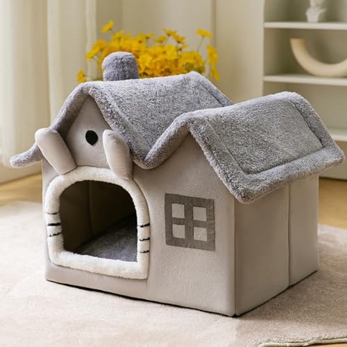 Katzenhaus für drinnen und draußen, gemütliches geschlossenes Haustiernest mit Decke, Katzenhütte und Hundebett mit Dach, Grau, S: 40 x 32 x 32 cm(Pet Weight<3.5KG) Katzenhaus für drinnen und draußen, gemütliches geschlossenes Haustiernest mit Decke, Katzenhütte und Hundebett mit Dach, Grau, S: 40 x 32 x 32 cm(Pet Weight<3.5KG) von PKRANZYHKAL