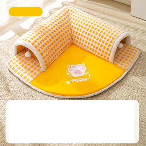 PKRANZYHKAL Katzenbett - Gemütliches Katzennest Bett & Schlafsack für Hauskatzen, Kätzchenbett mit Tunneldesign, Spiel- und Schlafbereich mit Mehreren Eingängen, Gelb, XL (Multiple Cats) PKRANZYHKAL Katzenbett - Gemütliches Katzennest Bett & Schlafsack für Hauskatzen, Kätzchenbett mit Tunneldesign, Spiel- und Schlafbereich mit Mehreren Eingängen, Gelb, XL (Multiple Cats) von PKRANZYHKAL