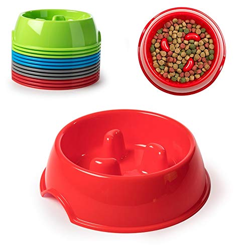 PLASTIFIC Katzennapf Matte Hund Haustier Fütterung Wasser Futternapf Tablett Sauberer Boden Platzset Gummi (Rose Red, Anti Gulp Bowl) von PLASTIFIC